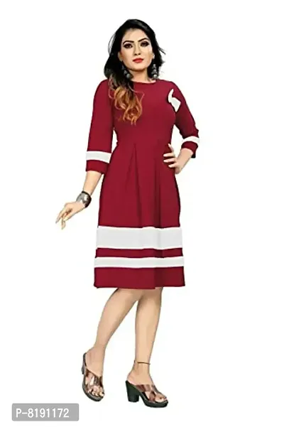 HIALTO Women's Mini Fit and Flare Dress (Shree Krishna Creation_Red_S)-thumb4