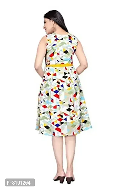 HIALTO Women's Mini Fit and Flare Dress (SHREE KRISHNA CREATION_White_S)-thumb3