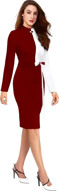 ZELZIS Woman's Bodycon Dress (Small, Maroon)-thumb2