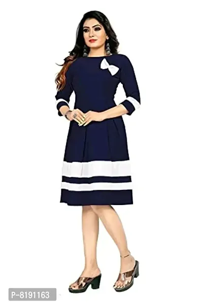 HIALTO Women's Mini Fit and Flare Dress (Shree Krishna Creation_Blue_S)