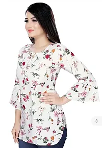 Hemang Fashion TopTen Flower Combo Tunic Top (White Flower-RED, Small)-thumb2