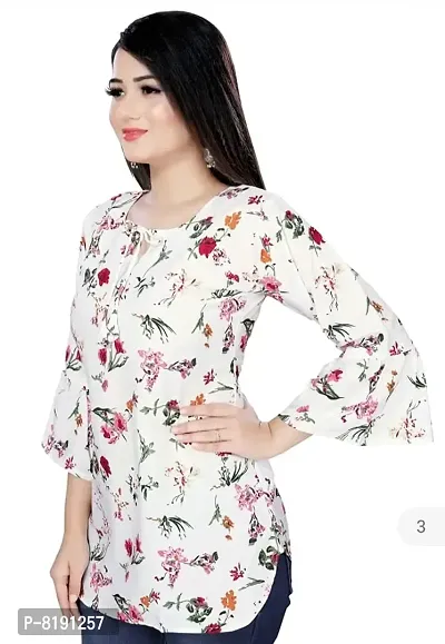 Hemang Fashion TopTen Flower Combo Tunic Top (White Flower-RED, Small)-thumb3