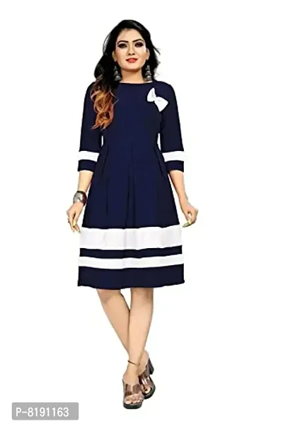 HIALTO Women's Mini Fit and Flare Dress (Shree Krishna Creation_Blue_S)-thumb3