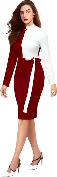 Maroon Lycra Bodycon Dresses For Women-thumb1