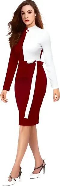 Maroon Lycra Bodycon Dresses For Women-thumb2