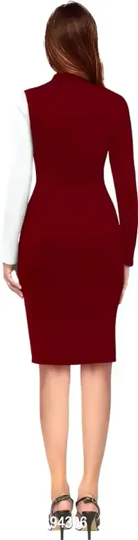 Maroon Lycra Bodycon Dresses For Women-thumb3