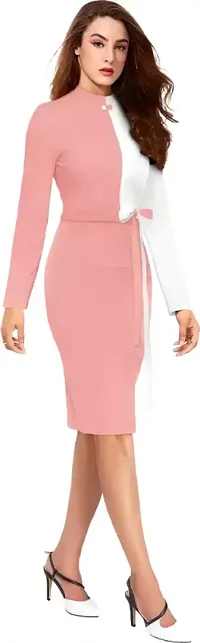 Elegant Pink Lycra Bodycon Dresses For Women-thumb1