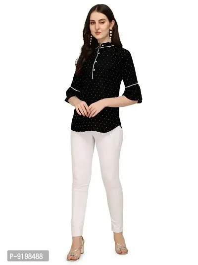 Classic Crepe Polka Dotted Tops for Womens-thumb0