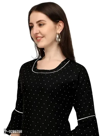 ZELZIS Women Crepe Printed Black Tunic Tops-thumb4