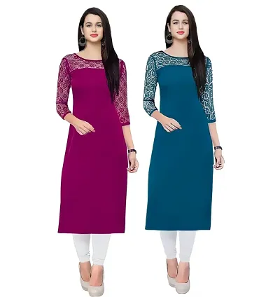 Stylish Crepe Solid Kurtas For Women