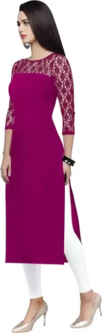 Trendy Purple Crepe Solid Kurtas For Women-thumb1