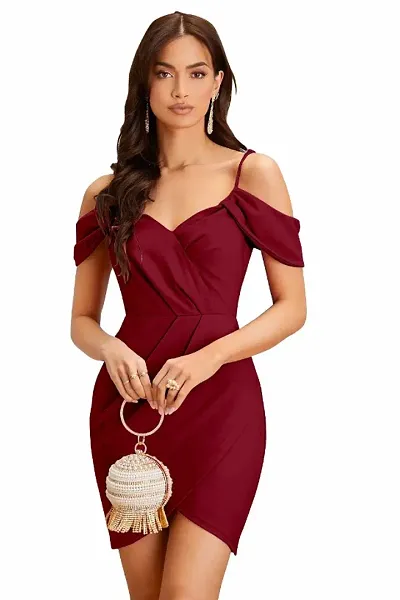 Women Lycra Shoulder Strap Bodycon Dress