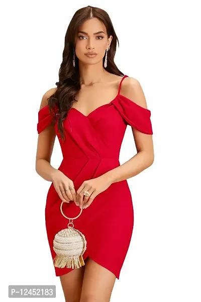 Women Lycra Shoulder Strap Bodycon Dress-thumb0