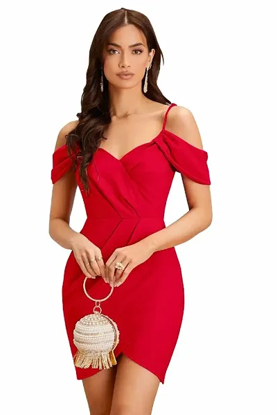 Women Lycra Shoulder Strap Bodycon Dress