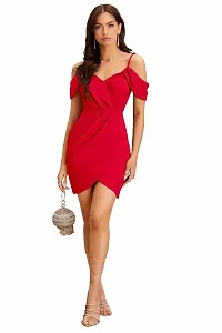 Women Lycra Shoulder Strap Bodycon Dress-thumb2