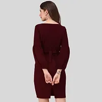 ZELZIS Women Polyester Party Wear Maroon Bodycon Dress-thumb1