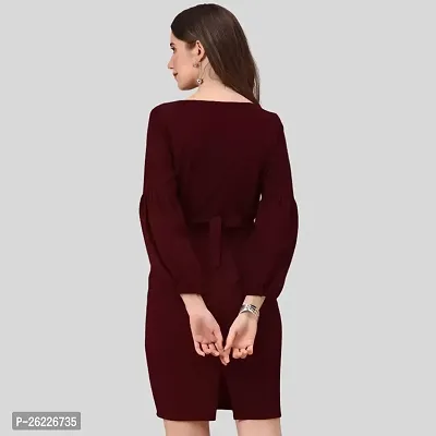 ZELZIS Women Polyester Party Wear Maroon Bodycon Dress-thumb2