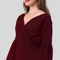 ZELZIS Women Polyester Party Wear Maroon Bodycon Dress-thumb3