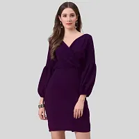 ZELZIS Women Polyester Party Wear Purple Bodycon Dress-thumb2