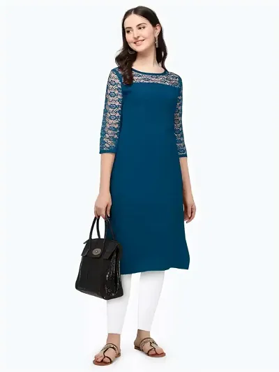 ZELZIS Women Crepe A-line Straight Kurtis