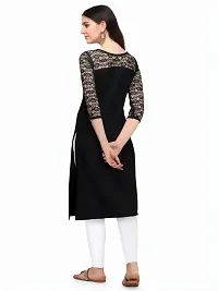 ZELZIS Women Crepe A-line Straight Black Kurtis-thumb1