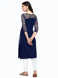 ZELZIS Women Crepe A-line Straight Blue Kurtis-thumb1