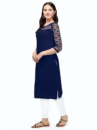 ZELZIS Women Crepe A-line Straight Blue Kurtis-thumb2