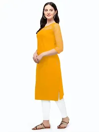 ZELZIS Women Crepe A-line Straight Yellow Kurtis-thumb2