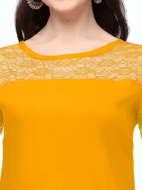 ZELZIS Women Crepe A-line Straight Yellow Kurtis-thumb4