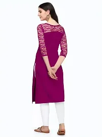 ZELZIS Women Crepe A-line Straight Purple Kurtis-thumb1