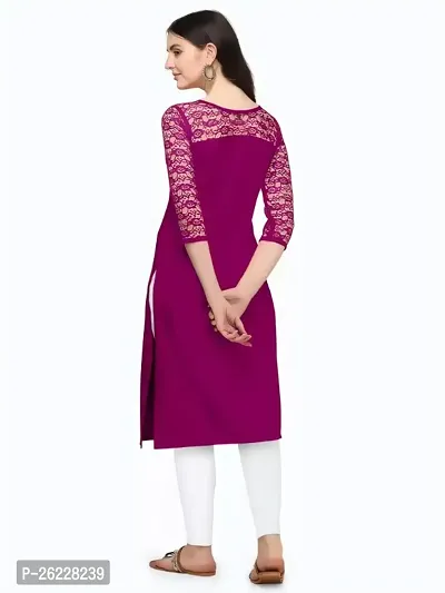 ZELZIS Women Crepe A-line Straight Purple Kurtis-thumb2