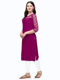 ZELZIS Women Crepe A-line Straight Purple Kurtis-thumb2