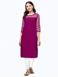 ZELZIS Women Crepe A-line Straight Purple Kurtis-thumb3