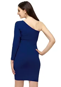 ZELZIS Women One Shoulder Blue Bodycon Dress-thumb1