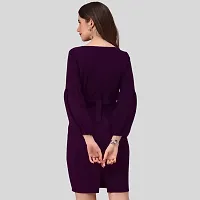 ZELZIS Women Polyester V Neck Purple Bodycon Partywear Dress-thumb1