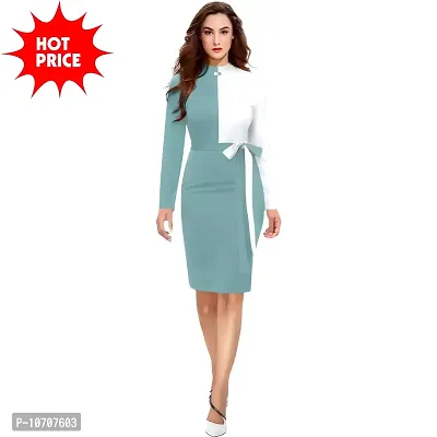 Green Polyester Spandex Bodycon Dresses For Women
