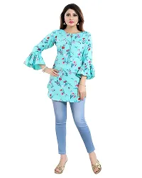 Hialto Woman s Crepe Printed Tunic Top (firozi, XXXX-Large)-thumb1