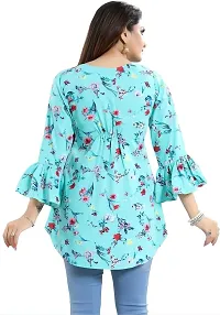 Hialto Woman s Crepe Printed Tunic Top (firozi, XXXX-Large)-thumb2