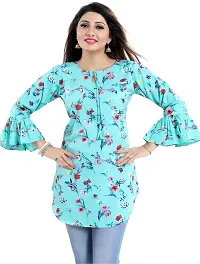 Hialto Woman s Crepe Printed Tunic Top (firozi, XXXX-Large)-thumb3