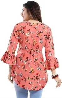 HIALTO WOMAN'S CREPE PRINTED TUNIC TOP (orange, XXX-Large)-thumb2