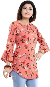 HIALTO WOMAN'S CREPE PRINTED TUNIC TOP (orange, XXX-Large)-thumb3