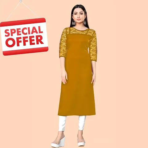 Stylish Crepe Solid A-Line Kurti