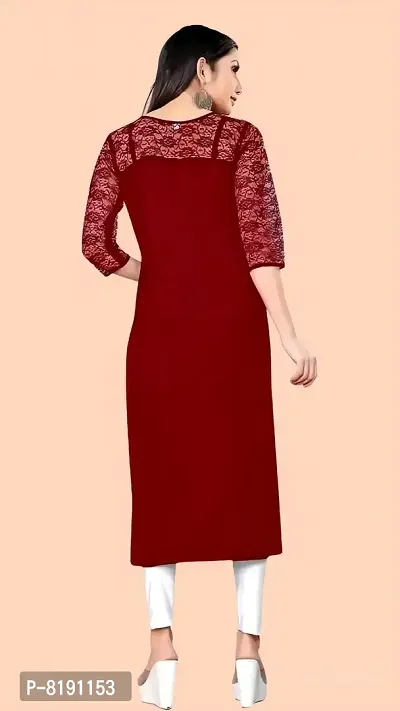 Stylish Maroon Net Kurtas For Women-thumb3