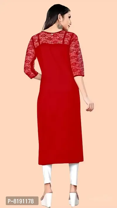 Stylish Red Net Kurtas For Women-thumb2