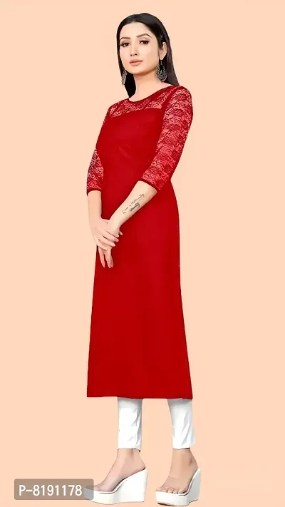 Stylish Red Net Kurtas For Women-thumb3