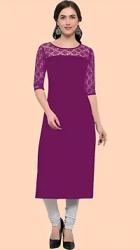 Hialto Woman's Crepe Straight A-Line Kurti-thumb1