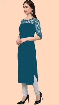 Stylish Turquoise Crepe Kurtas For Women-thumb1