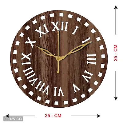 FRAVY 10 Inch MDF Wood Wall Clock for Home and Office (25Cm x 25Cm, Small Size, 011-Wenge)-thumb5