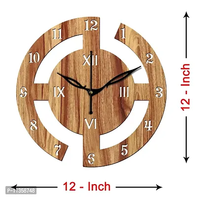 FRAVY 12"" Inch Prelam MDF Wood English Numeral Round Without Glass Wall Clock (Beige, 30cm x 30cm) - 27-thumb4