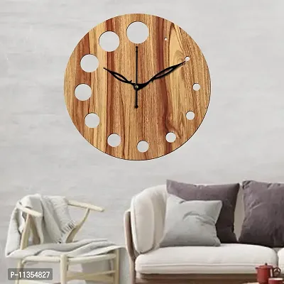 FRAVY 10 Inch MDF Wood Wall Clock for Home and Office (25Cm x 25Cm, Small Size, 020-Beige)-thumb0